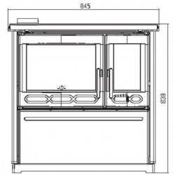 Плита PLAMEN 850 GLAS белая./труба слева